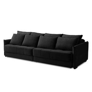 Sofá sem Caixa Retrátil Reclinável 2,30m Catarina Veludo Preto Rover & Beato