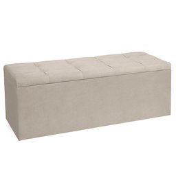 Kit Painel e Calçadeira Baú Solteiro 0,90m Roma Suede - Pallazio Cor Bege - 8
