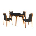 Ver imagem 2 de Mesa Jantar Jade 120x90cm Preto com 4 Cadeiras Estofadas Veludo Preto Base Madeira Maciça Mel