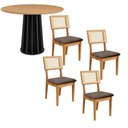 Ver imagem 4 de Mesa Jantar Redonda 105cm com 4 Cadeiras Estofadas 100% Mdf Cor:freijó com Preto Fosco e Veludo