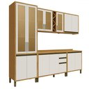 Ver imagem 2 de Armário de Cozinha Modulada com Balcão com Tampo 13 Portas 3 Gavetas Pérola Premium 100% Mdf Vidro R
