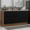 Ver imagem 1 de Balcão Gabinete de Pia Cozinha 150 cm 2 Portas e 2 Gavetas (Sem Tampo e Pia) Rustic/Preto Agata Madesa