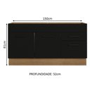 Ver imagem 4 de Balcão Gabinete de Pia Cozinha 150 cm 2 Portas e 2 Gavetas (Sem Tampo e Pia) Rustic/Preto Agata Madesa