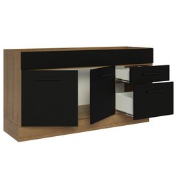Balcão Gabinete de Pia Cozinha 150 cm 2 Portas e 2 Gavetas (Sem Tampo e Pia) Rustic/Preto Agata Madesa - 5