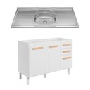 Ver imagem 4 de Balcão de Cozinha com Pia Inox 120cm 03 Portas 02 Gavetas Intenza Branco Freijó Nicioli Ghelplus