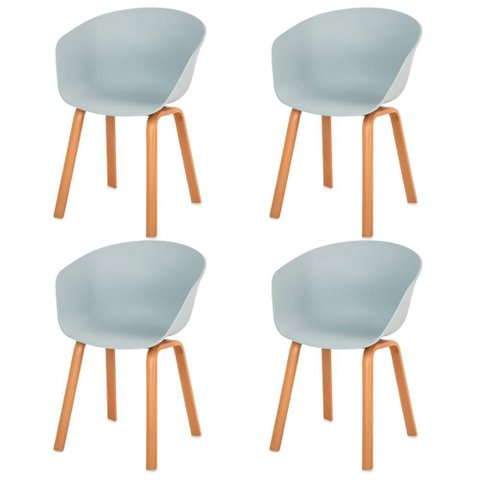 Kit 4 Cadeiras Toledo Anm8095f Anima Office Assento em Polipropileno Cinza Base Aço Simulando