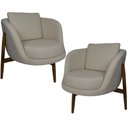 Ver imagem 1 de Kit 02 Poltronas Decorativa para Sala de Estar Base Madeira Ádila C06 Linho Bege B-442 - Lyam