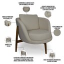 Ver imagem 3 de Kit 02 Poltronas Decorativa para Sala de Estar Base Madeira Ádila C06 Linho Bege B-442 - Lyam