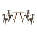 Ver imagem 1 de Conjunto Mesa Square Redonda Tampo Bétula 88cm com 4 Cadeiras Tolix Ferrugem Vintage