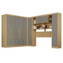Ver imagem 2 de Guarda-Roupa de Canto Modulado 9 Portas 2 Gavetas Argentina Cinza/Jequitibá/Granizo