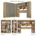 Ver imagem 6 de Guarda-Roupa de Canto Modulado 9 Portas 2 Gavetas Argentina Cinza/Jequitibá/Granizo
