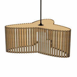 Luminária Pendente Trevo Modelo Ripado -:MDF CRU - 3 Luminária Pendente Trevo Modelo Ripado -:MDF CRU - 3