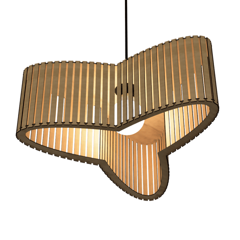 Luminária Pendente Trevo Modelo Ripado -:MDF CRU