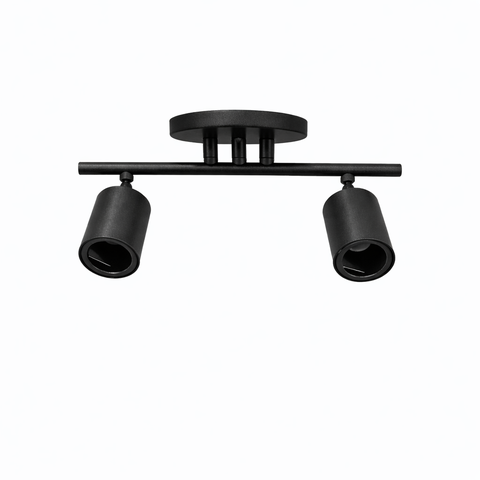 Spot Trilho Industrial Aluminio Teto 2 Luzes Gu10 Bivolt Lumini Lab - Preto Microtextura