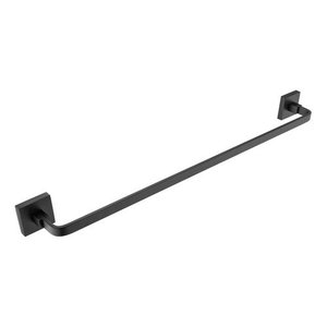 Toalheiro de Banho Preto Fosco Quadrado Barra Simples em Aço Inox