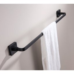 Toalheiro de Banho Preto Fosco Quadrado Barra Simples em Aço Inox - 4