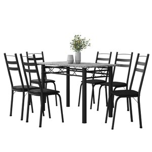 Conjunto de Mesa Sala de Jantar Leia com 6 Cadeiras Tubular Granito 1,40m Artefamol