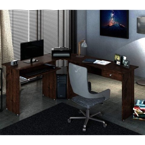 Mesa para Escritório em L 1 Gaveta Max