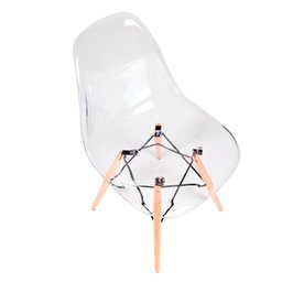 Kit Com 2 Cadeira Transparente Eiffel Eames Base Madeira Incolor 130PC - 2