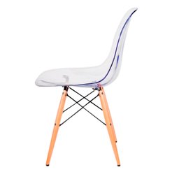Kit Com 2 Cadeira Transparente Eiffel Eames Base Madeira Incolor 130PC - 4