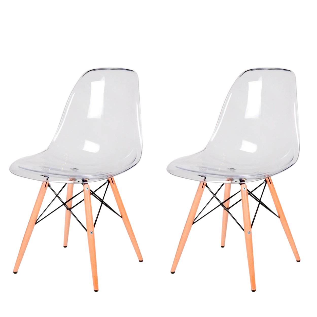 Cadeira Transparente Eiffel Eames Base Madeira Incolor 130pc/2