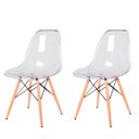 Ver imagem 1 de Kit Com 2 Cadeira Transparente Eiffel Eames Base Madeira Incolor 130PC