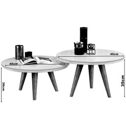 Conjunto de Mesa de Centro Luma com Bordas Invertidas e Pés Palito - Jm3:freijó - 3