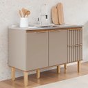 Ver imagem 1 de Gabinete de Cozinha Madeira 2 Gaveta Ripada 134cm 100% MDF:Freijo/Cappuccino