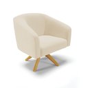 Ver imagem 1 de Poltrona Giratória Stella Linho Areia A27 Base Madeira Ma30 - D'rossi