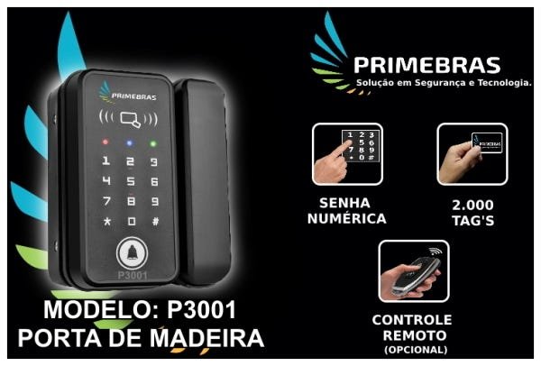 Fechadura Digital de Sobrepor com Senha, Tag P3001 Primebras para Porta Madeira - 5