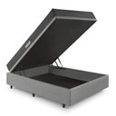 Ver mais imagens de Cama Baú Casal 138x188 Courino Linho Cinza com Dual Firm Espuma Ecoflex