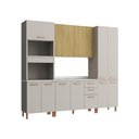 Ver imagem 2 de Cozinha Modulada Completa 100% MDF Valência Cinza e Amadeirado Claro 260x230cm Casamia