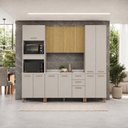 Ver imagem 1 de Cozinha Modulada Completa 100% MDF Valência Cinza e Amadeirado Claro 260x230cm Casamia