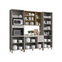 Ver imagem 3 de Cozinha Modulada Completa 100% MDF Valência Cinza e Amadeirado Claro 260x230cm Casamia