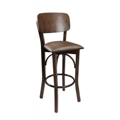 Banqueta Alta Bistrô Anatômica em Madeira Maciça Imbuia com Marrom para Bar