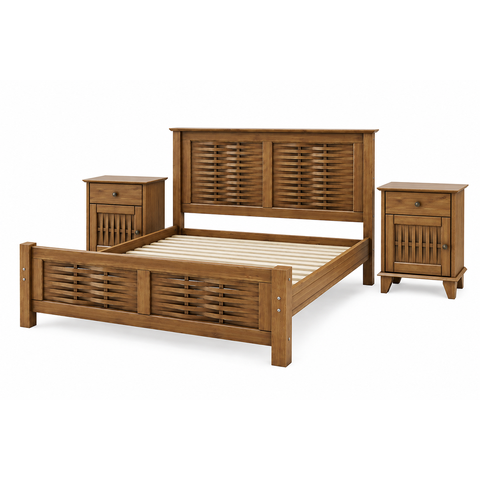 Conjunto Cama 1,58 Lux + 2 Mesa de Cabeceira Lux Ipê