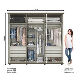 Guarda Roupa Casal Elite 6 Portas Duna/Off White - Móveis Henn - 7