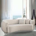 Ver imagem 1 de Sofá Decorativo Sala de Estar Curvo Esther 3 Lugares 210cm com Almofadas Linho Off White