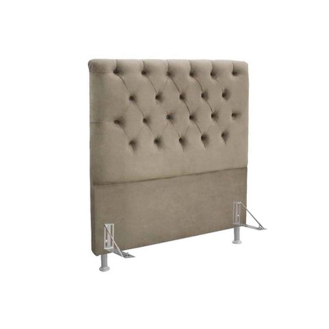 Cabeceira Cama Box Estofada King King Embaixatriz Suede Marrom Taupe - Simbal