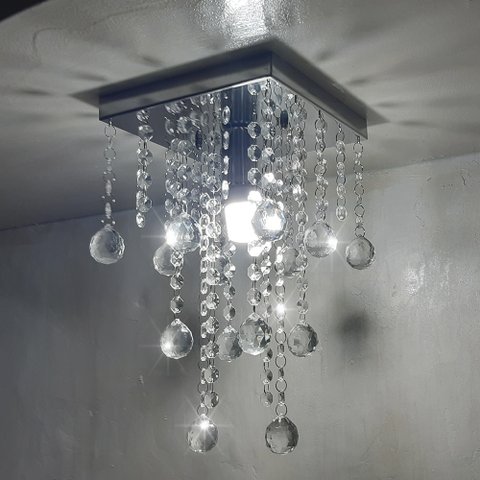 Lustre para Sala Quarto de Cristal Legítimo K9 Base 20x20 Cm Soq E27