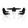 Mesa Jantar Redonda 110cm Preta Clips 3 Pés com 5 Cadeiras Eames Eiffel Pretas Ferro Branco - 2
