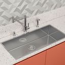 Ver imagem 2 de Cuba Quadrum Acabamento Inox Scotch Brite e Valvula 4 1/2 C Om Escape - Tramontina