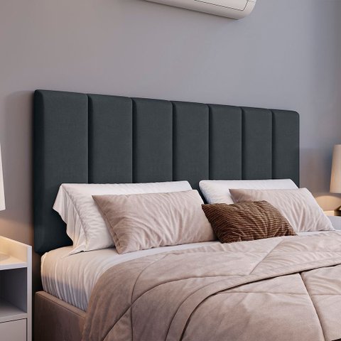 Cabeceira Cama Casal em Módulos Estofados 20cmx45cm Cinza