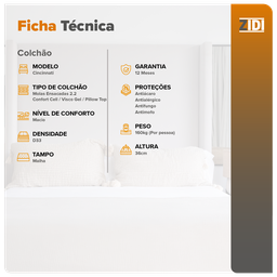 Colchão Casal Anjos Cincinnati Molas Ensacadas Confort Cell Pillow Top Macio 138x188x36cm - 3