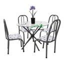 Ver imagem 1 de Conjunto Mesa Redonda Vidro 04 Cadeiras Chumbo Aço Quality