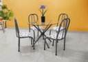 Ver imagem 2 de Conjunto Mesa Redonda Vidro 04 Cadeiras Chumbo Aço Quality