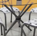 Ver imagem 3 de Conjunto Mesa Redonda Vidro 04 Cadeiras Chumbo Aço Quality