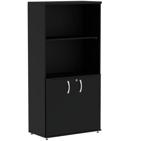 Armário Misto PE25 Pandin 79,20 cm (largura) MDP Cor Liso Preto com Duas portas e Prateleira