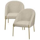 Ver imagem 1 de Kit 2 Banqueta Poltrona Lua Pé Metal Bouclê Ideal para Sala Penteadeira ou Salão:bege