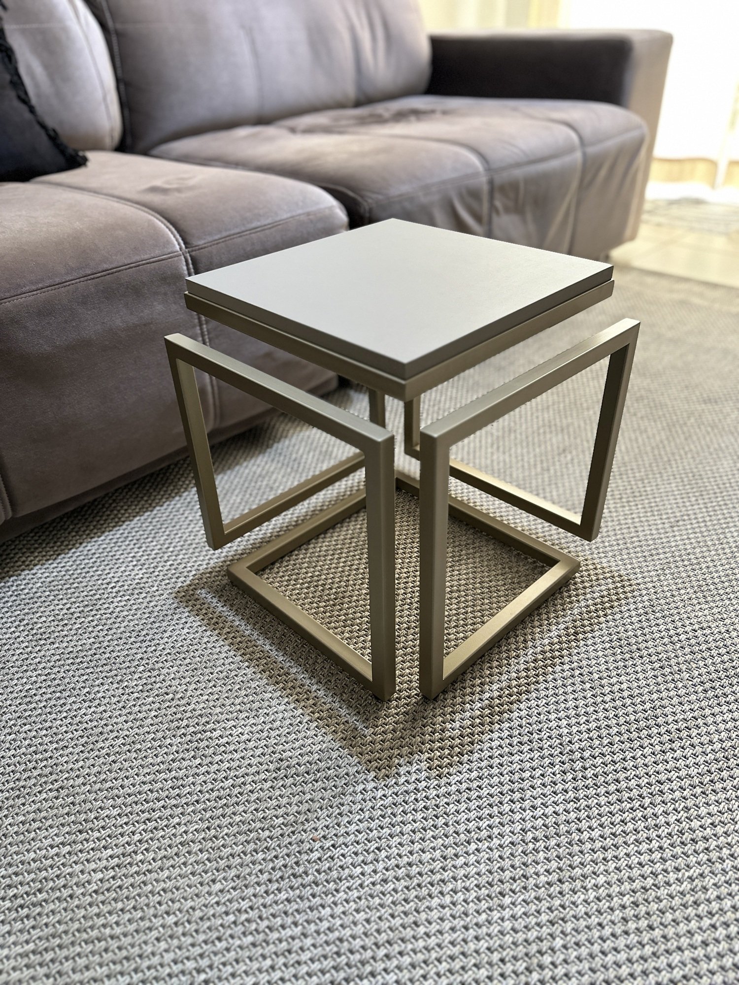 Mesa Lateral Cubo - Metalon Champagne - 5